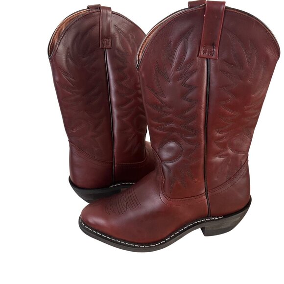 Palomino Size 9.5 Western Boots Mens Leather Cowboy Slip On Boots  Burgundy - Picture 11 of 16